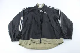 Adidas Embroidered Logo Black & Tan Striped Zip Up Jacket