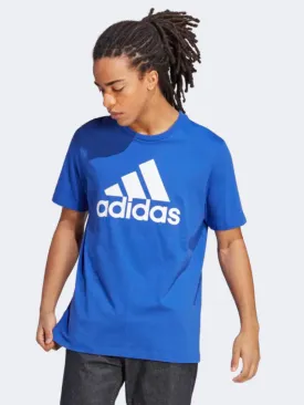 Adidas Essentials Single Big Logo Men Sportswear T-Shirt Blue