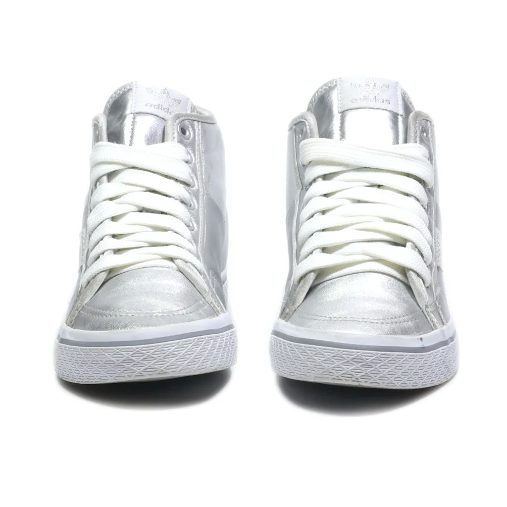 Adidas Honey Silver Satin High-Top Sneakers Leather Silver Colour For Women