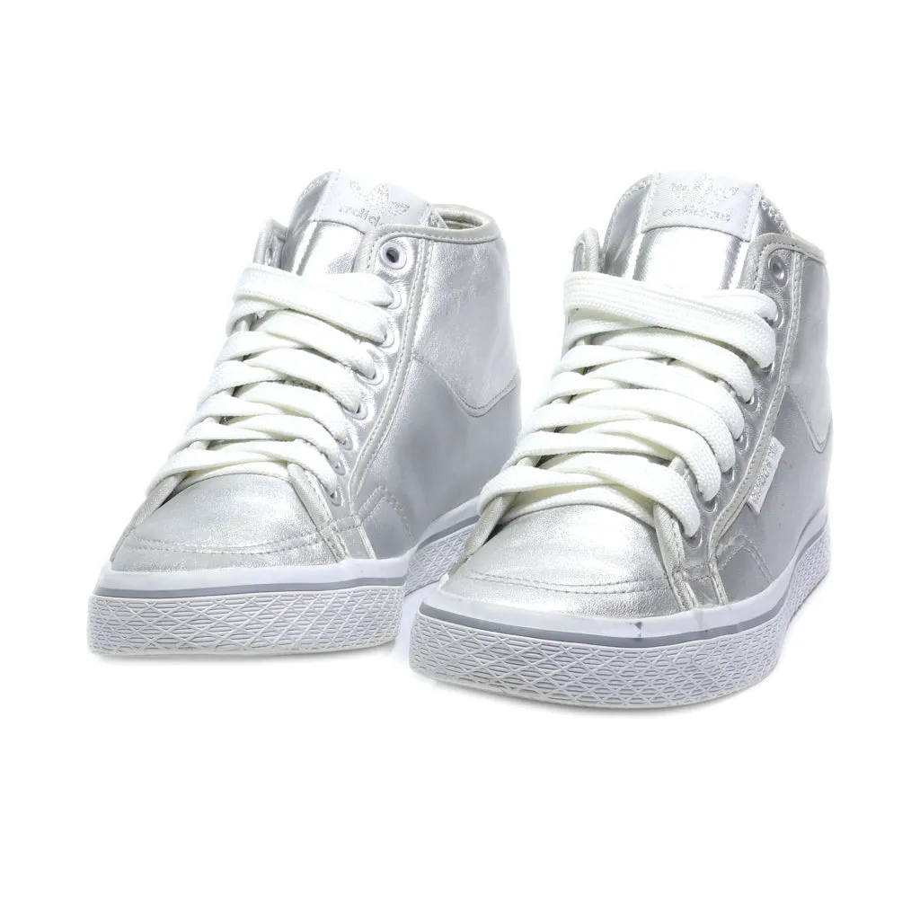 Adidas Honey Silver Satin High-Top Sneakers Leather Silver Colour For Women