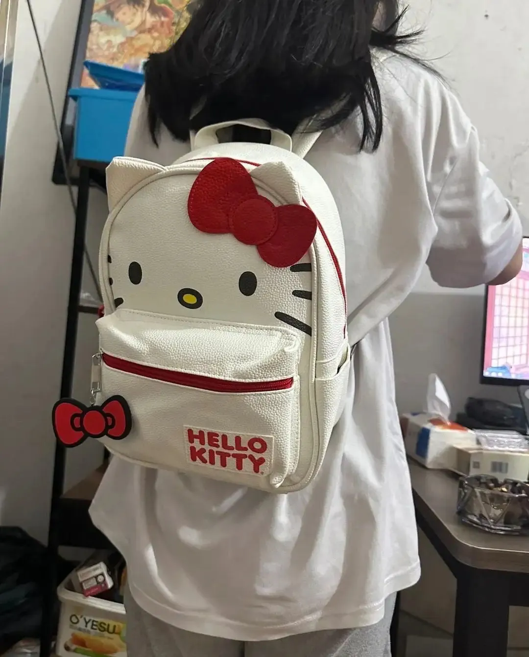 Adorable Kitty Red White Bow Backpack Bag