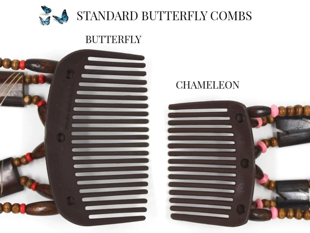 African Butterfly Chameleon Hair Comb - Ndalena Clear 24