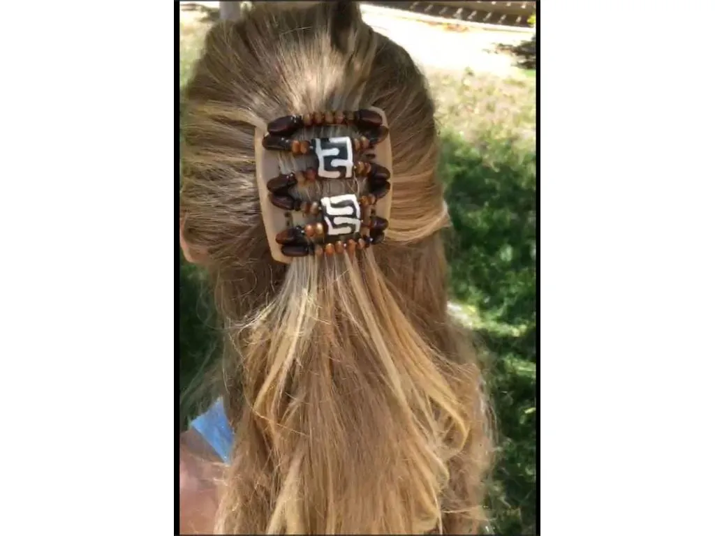 African Butterfly Chameleon Hair Comb - Ndebele Brown 84