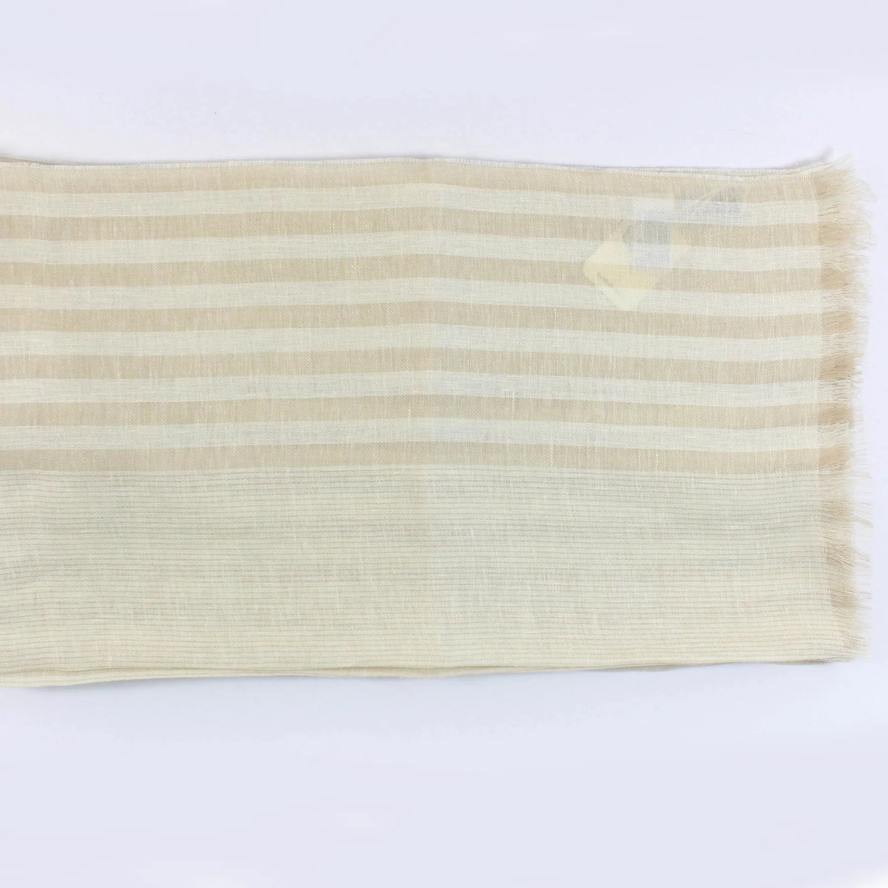 Agnona Scarf Beige Stripes - Linen Cashmere  Silk Shawl FINAL SALE