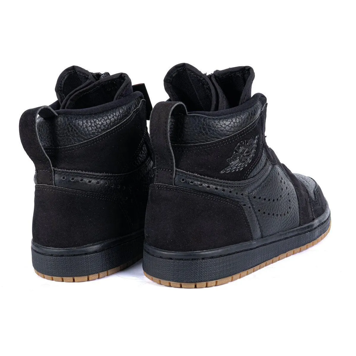 Air Jordan 1 Zip High-Top Sneakers Leather Black Colour For Men