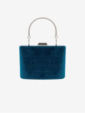 Alba Vegan Velvet Clutch | Teal Blue