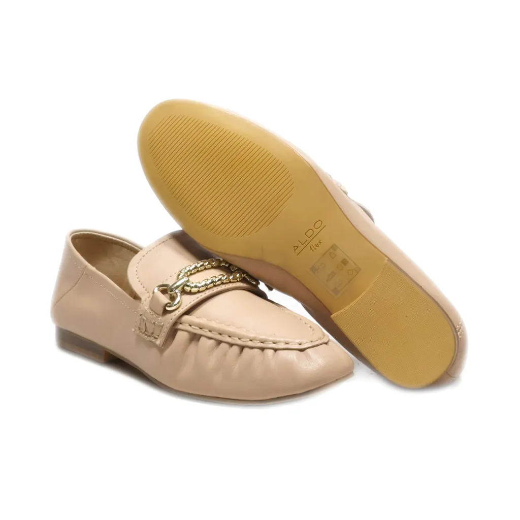 Aldo Loafers Leather Beige Colour For Women