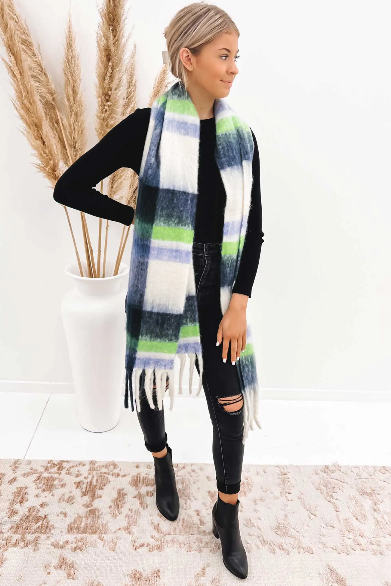 Alexia Fluffy Plaid Scarf Multi