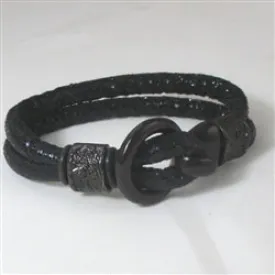 All Black  Metallic Cotton Cord Woman's Bracelet