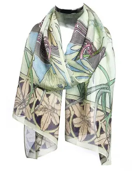 Alphonse Mucha Lily Silk Chiffon Scarf