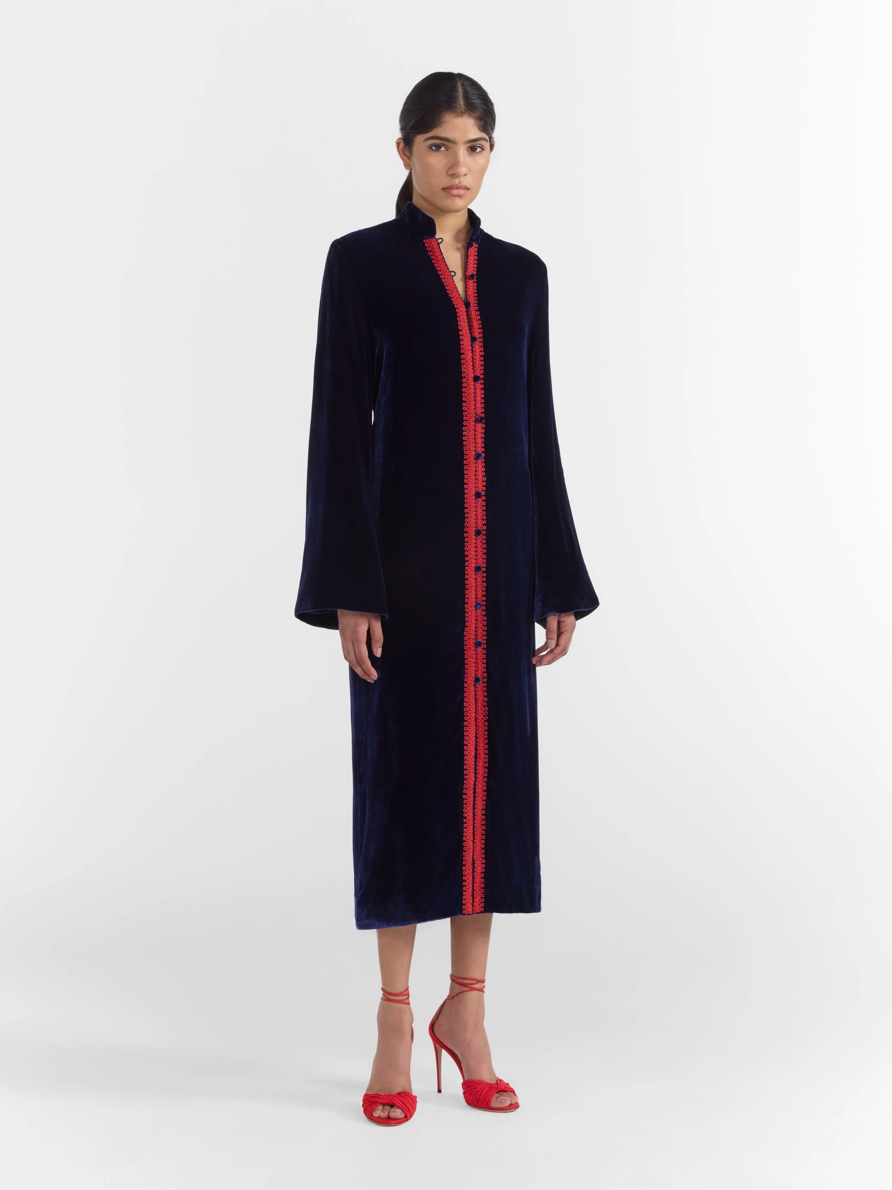 Amari Robe in Navy Red