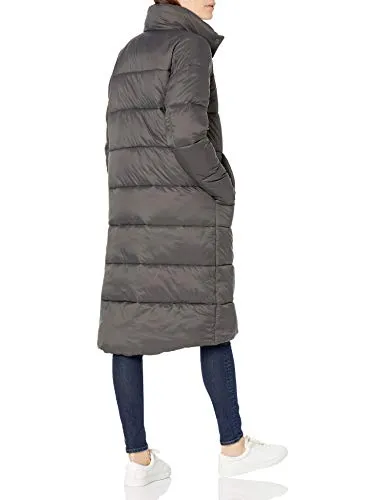 Amazon Essentials Women's Lightweight Water-Resistant Longer Length Cocoon Puffer Coat, Charcoal, Large