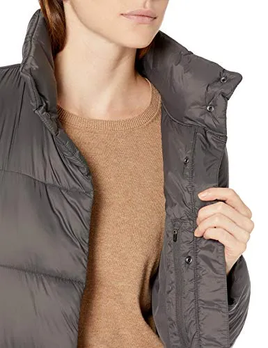 Amazon Essentials Women's Lightweight Water-Resistant Longer Length Cocoon Puffer Coat, Charcoal, Large