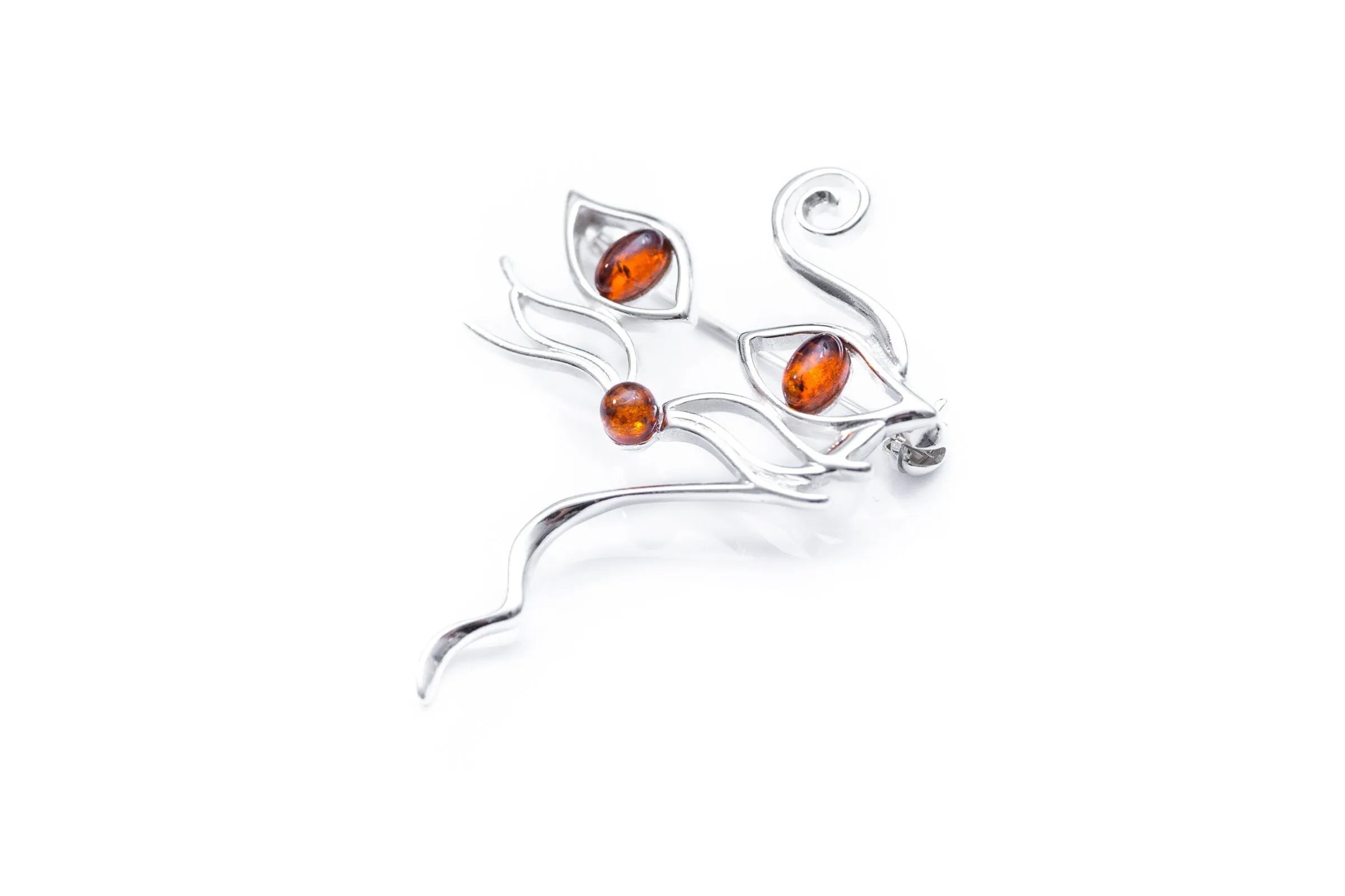 Amber Cat Brooch