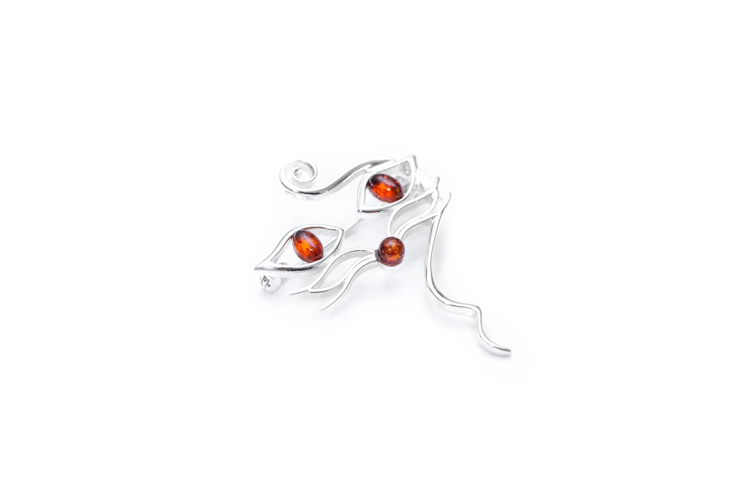 Amber Cat Brooch