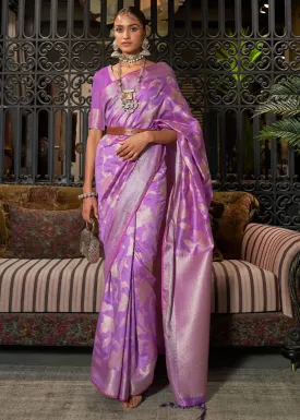 Amethyst Purple Handloom Woven Designer Silk Saree