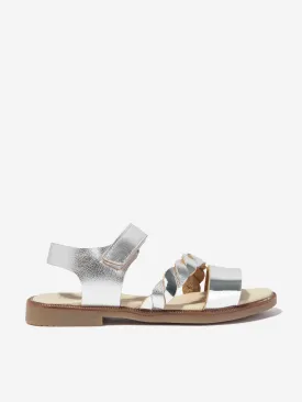 Andanines Girls Metallic Strap Sandals in Silver