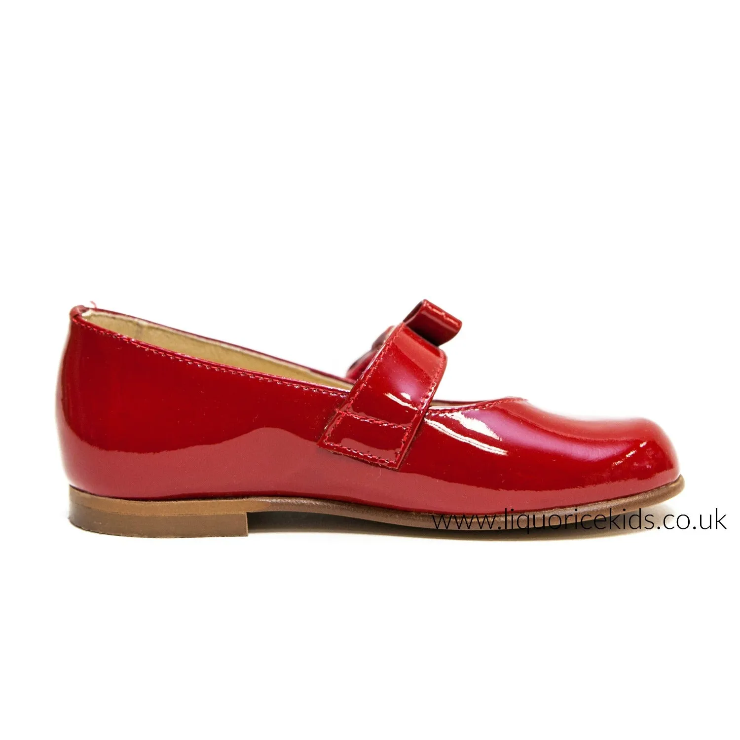 Andanines Red Patent Mary Janes with Red Bow