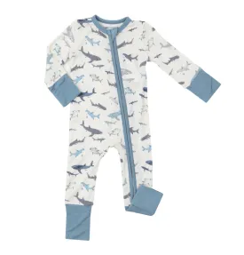 Angel Dear Bamboo 2-Way Zip Romper - Sharks