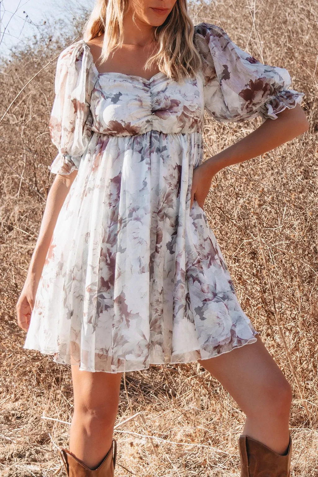 Angelic Floral Print Mini Dress - DOORBUSTER