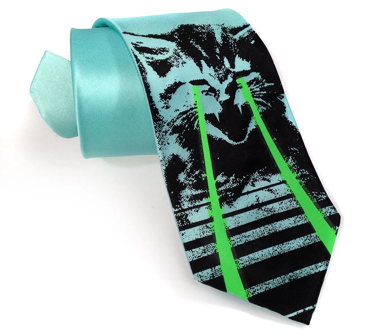 Angry Raving Laser Kitten Silk Necktie