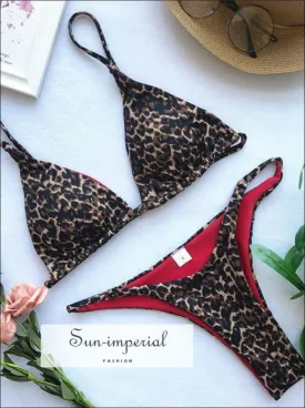 Animal Leopard Print Padded Bikini Women Bathing Suit Beach Swimwear