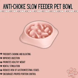 Anti-Choke Slow Feeder Pet Bowl - PINK