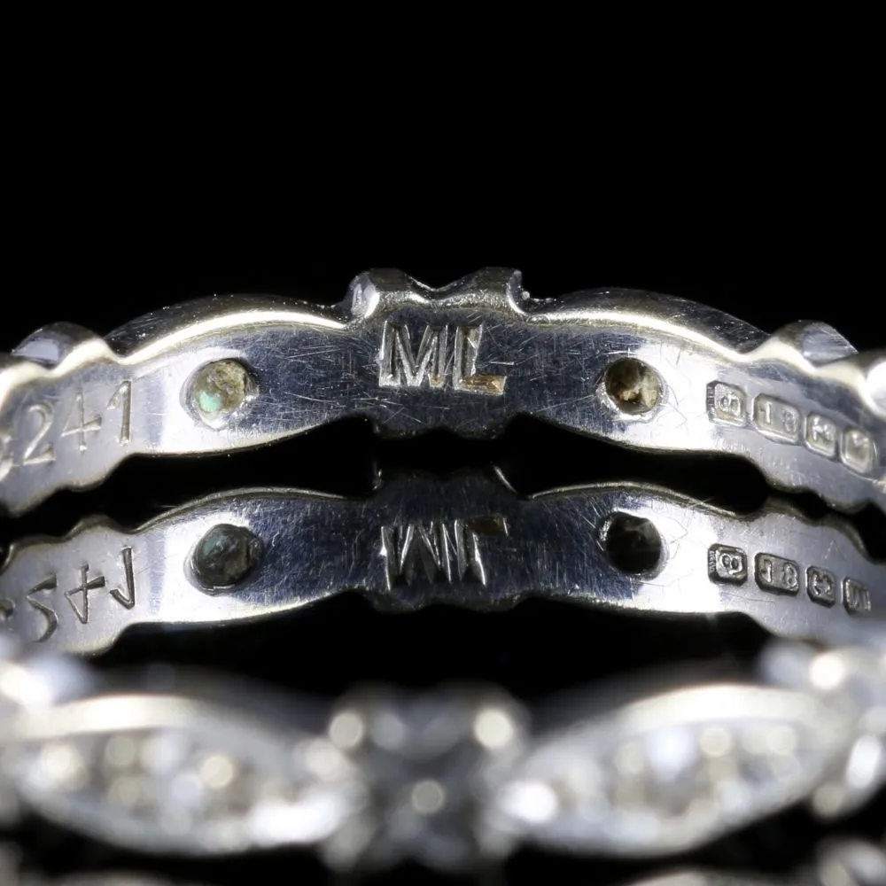 Antique Edwardian Diamond Eternity Ring 18Ct White Gold Circa 1915