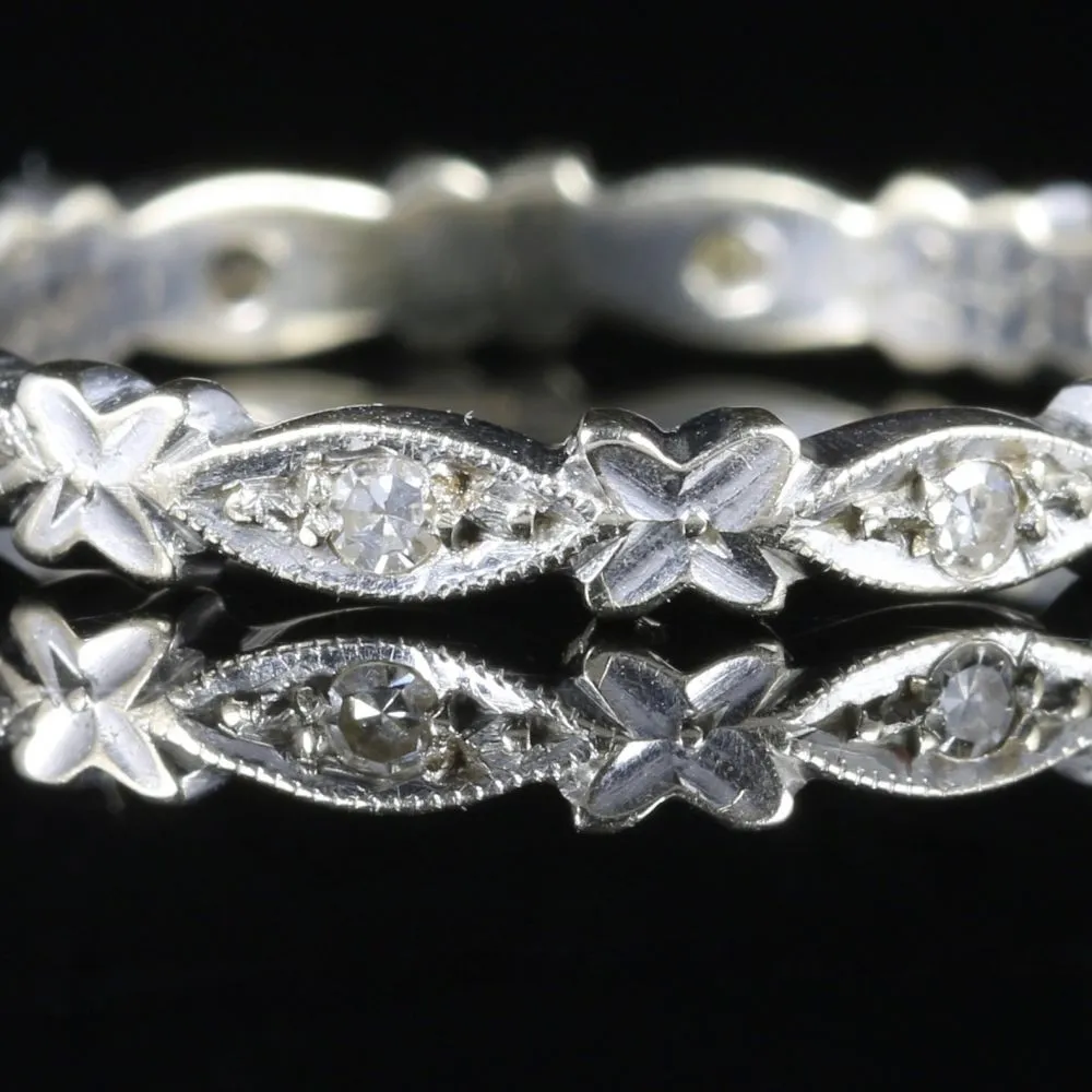 Antique Edwardian Diamond Eternity Ring 18Ct White Gold Circa 1915