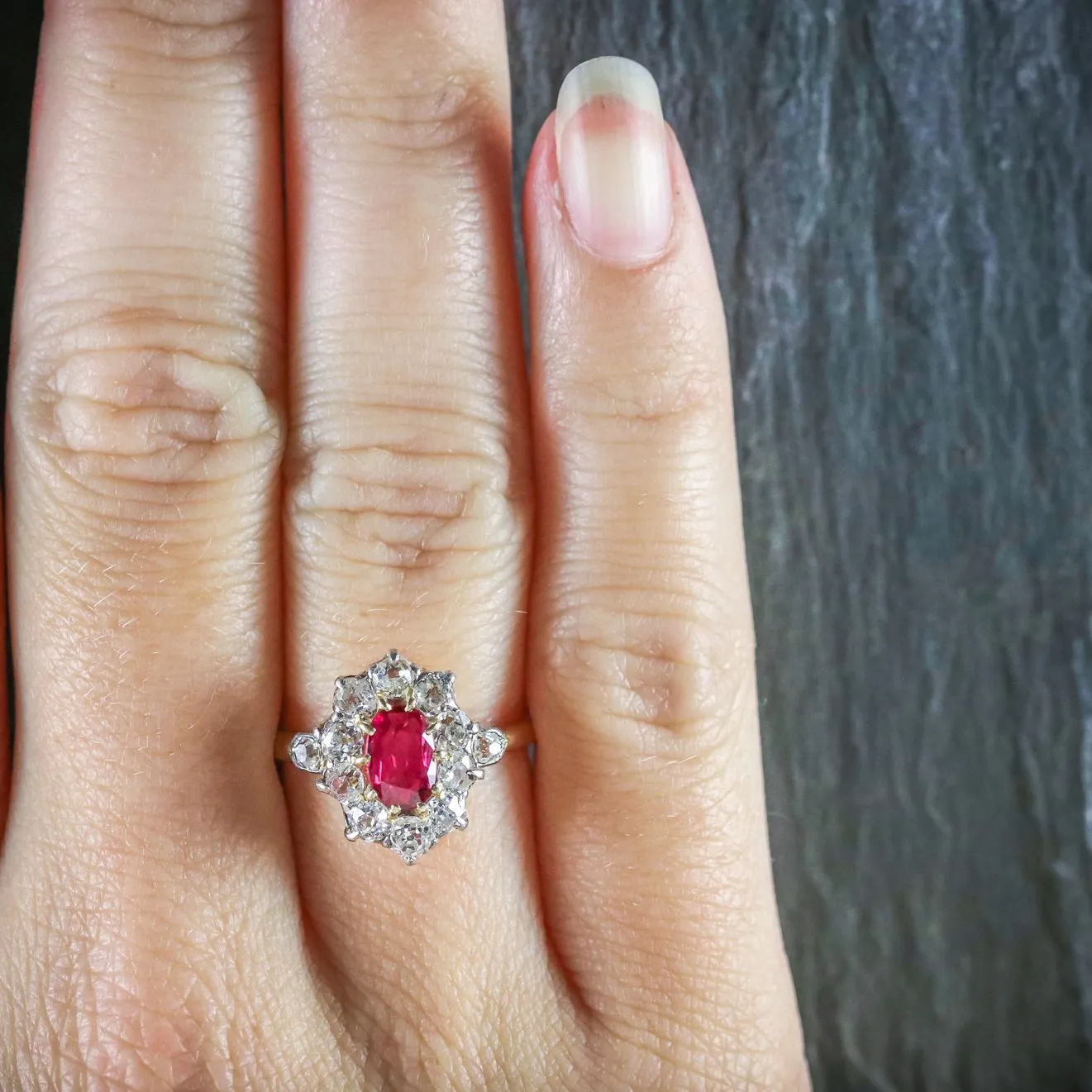 Antique Edwardian Ruby Diamond Ring 18Ct Gold Circa 1901