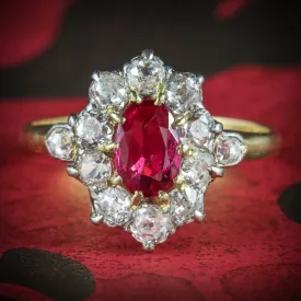 Antique Edwardian Ruby Diamond Ring 18Ct Gold Circa 1901