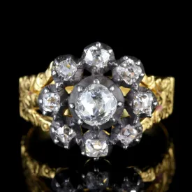 Antique Georgian 18Ct Gold Diamond Cluster Ring Circa 1780