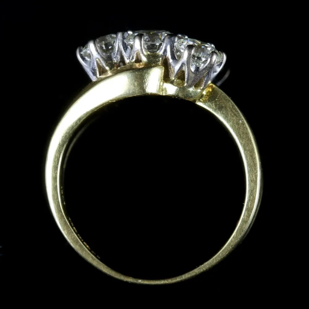 Antique Victorian Diamond Trilogy Twist Ring 18Ct Circa 1900