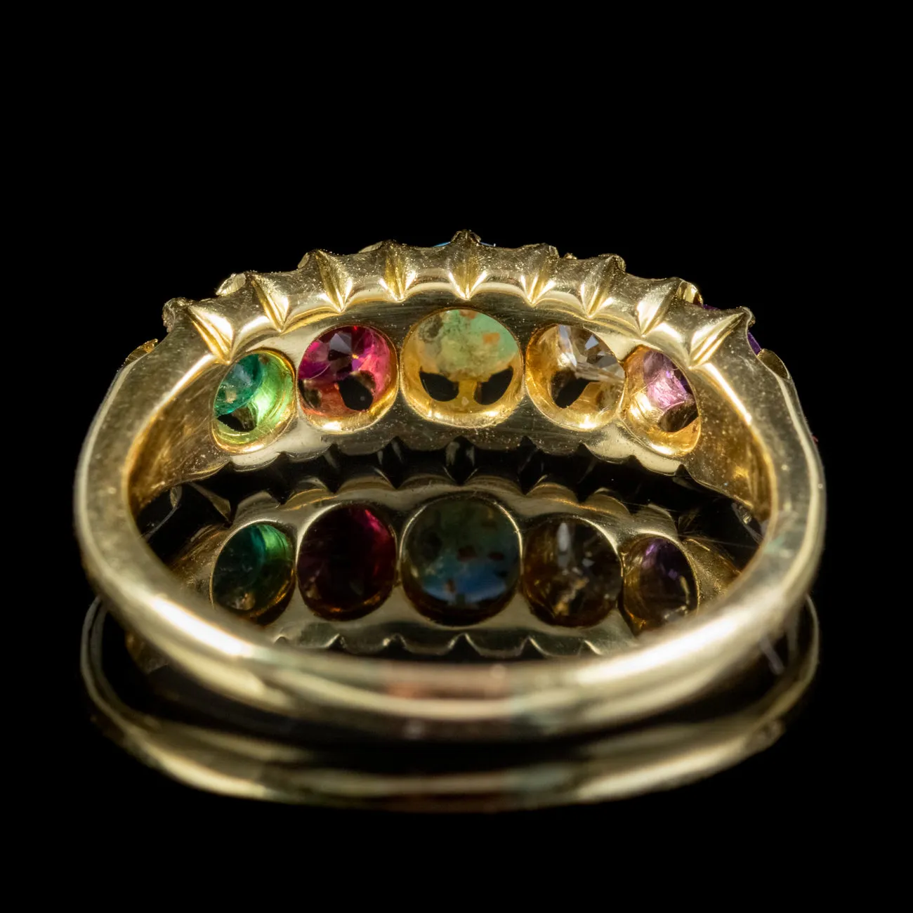 Antique Victorian Gemstone Adore Ring Circa 1860