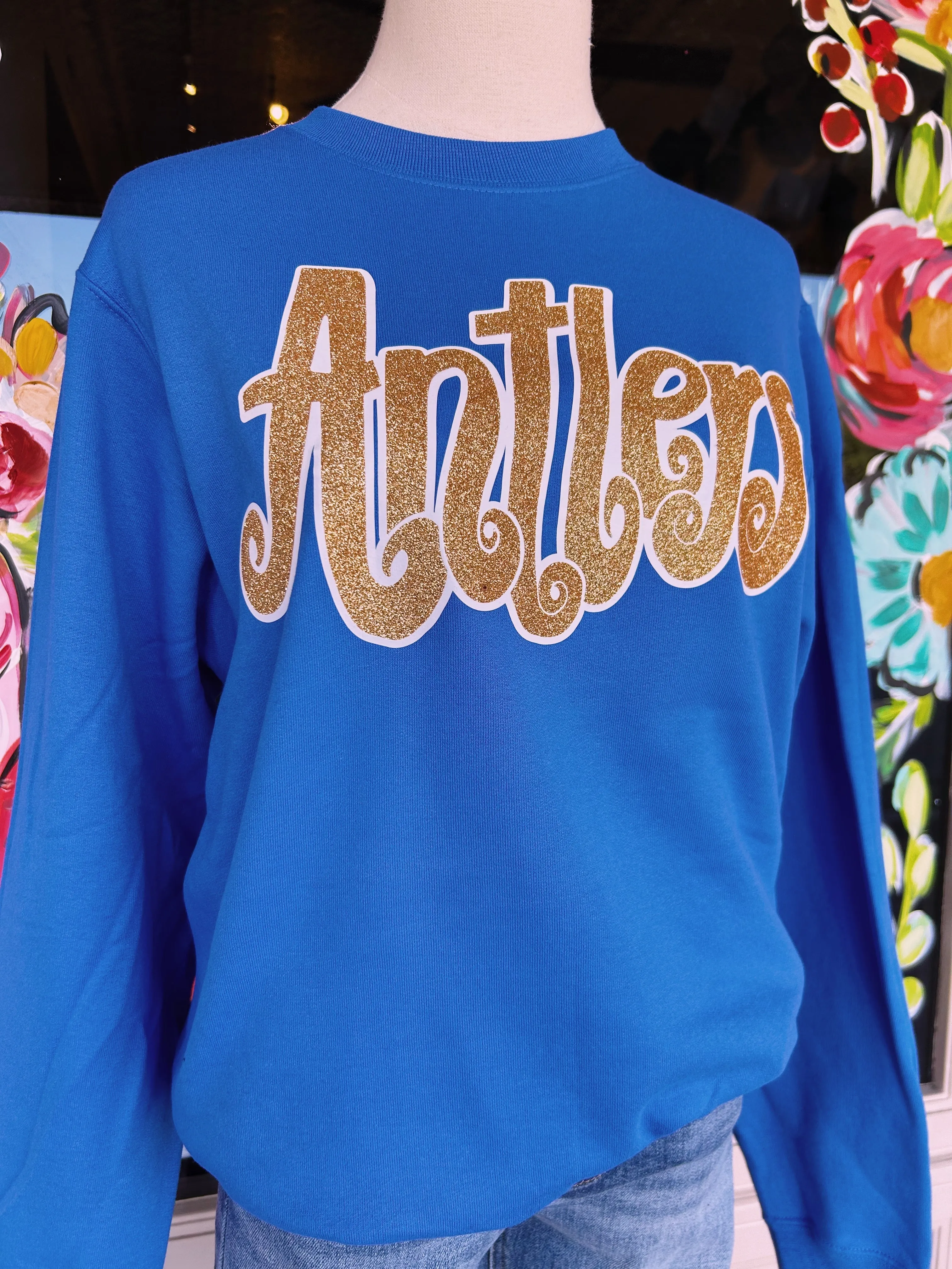 Antlers Glitter Sweatshirt- PLUS