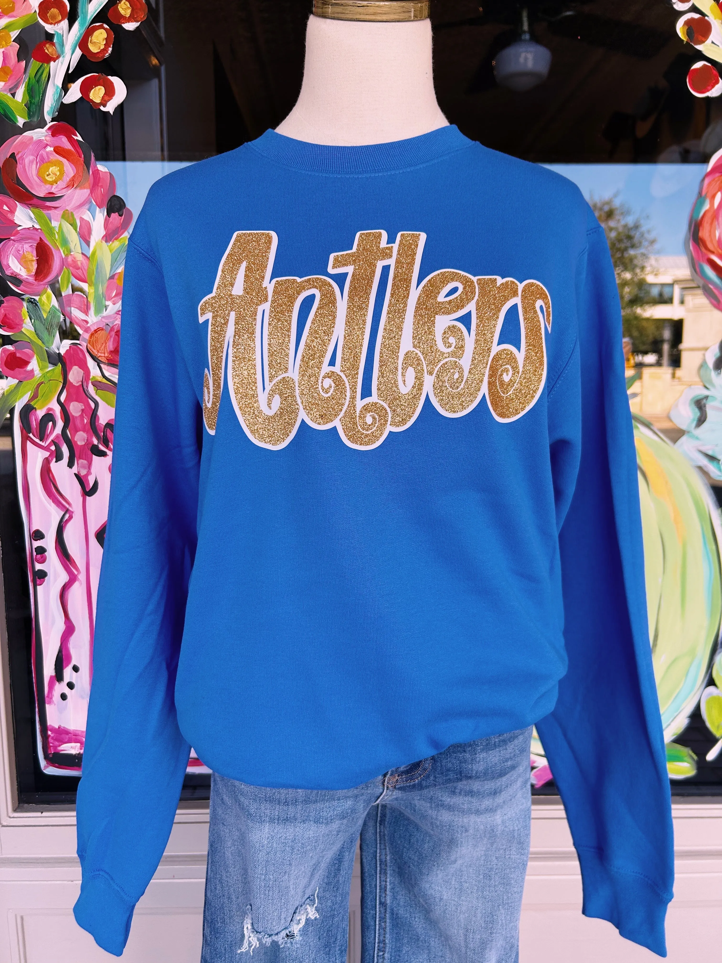 Antlers Glitter Sweatshirt- PLUS