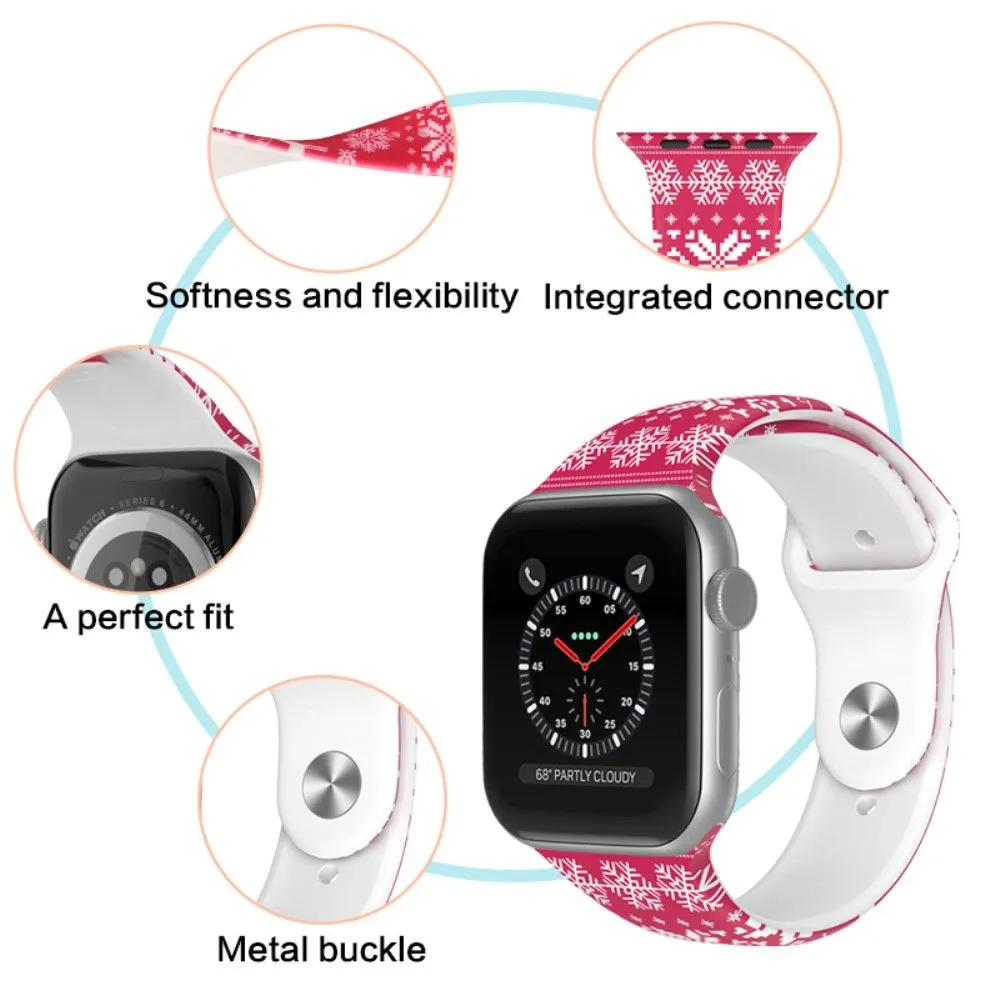 Apple Watch (45mm) christmas pattern silicone watch strap - White Dot / Size: L