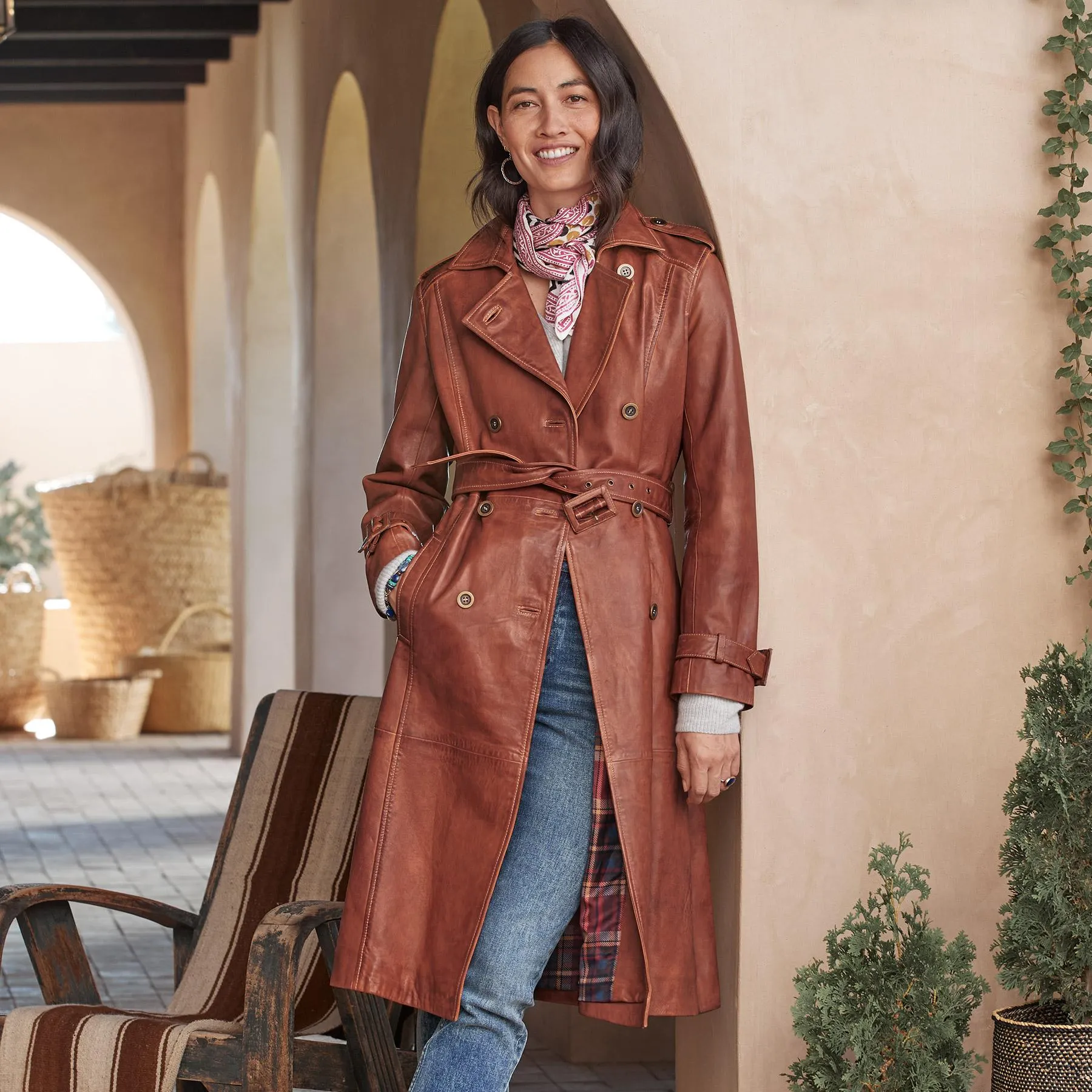 Araminta Leather Trench Coat