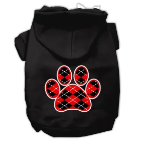 Argyle Paw Red Screen Print Pet Hoodies Black Size XL (16)