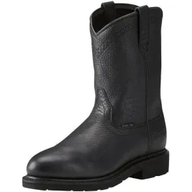 Ariat Men's Sierra 10" Steel Toe Pull-On Western Work Boot - Black - 10021473