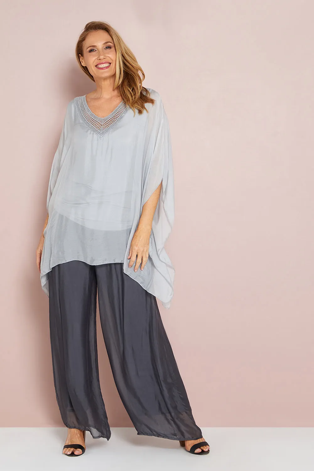 Arlette Silk Pants - Grey