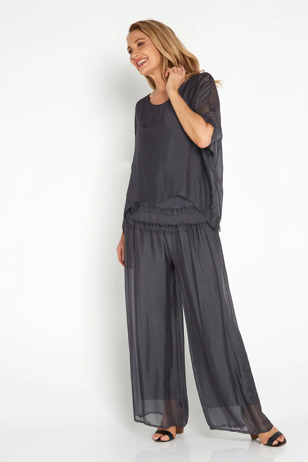 Arlette Silk Pants - Grey