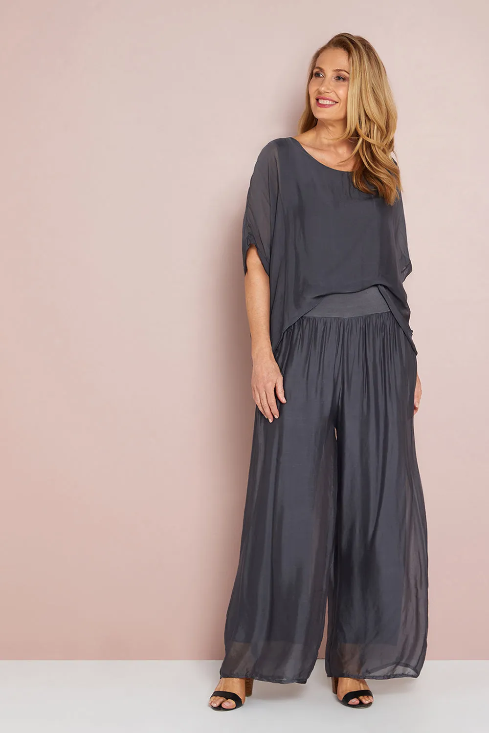 Arlette Silk Pants - Grey