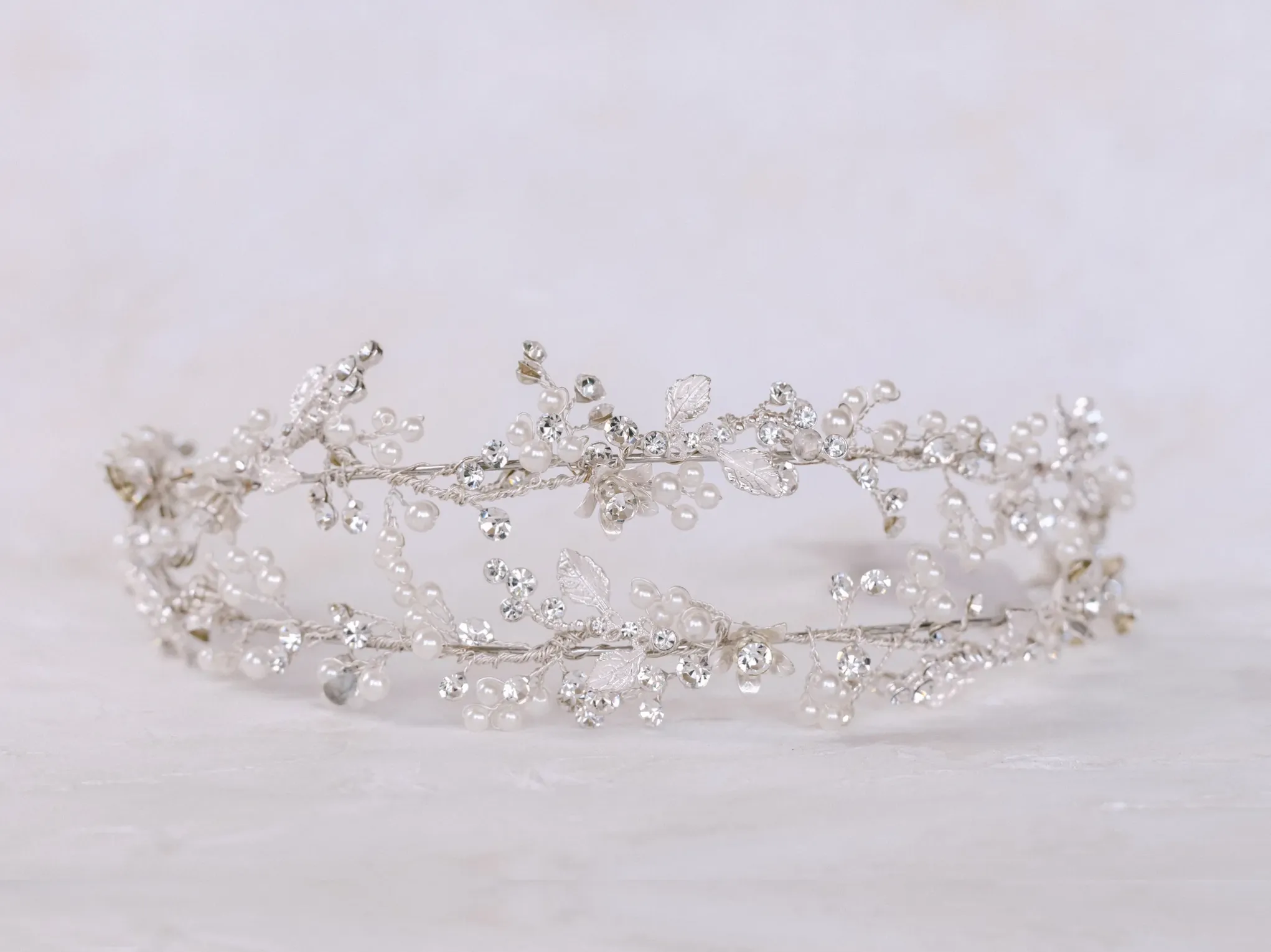 Arlo - Floral Crystal & Pearl Bridal Double Headband