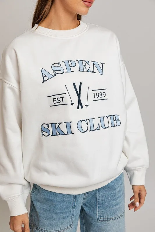 ASPEN SKI CLUB Long Sleeve Fleece Sweatshirt