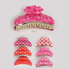 Assorted Heart Red And Pink Tone Jaw Hair Clip 2494 (12 units)