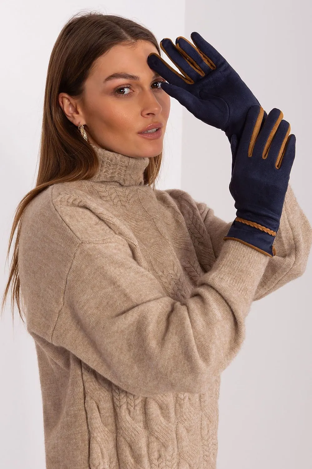 AT Braided Rope Contrast Trim Gloves