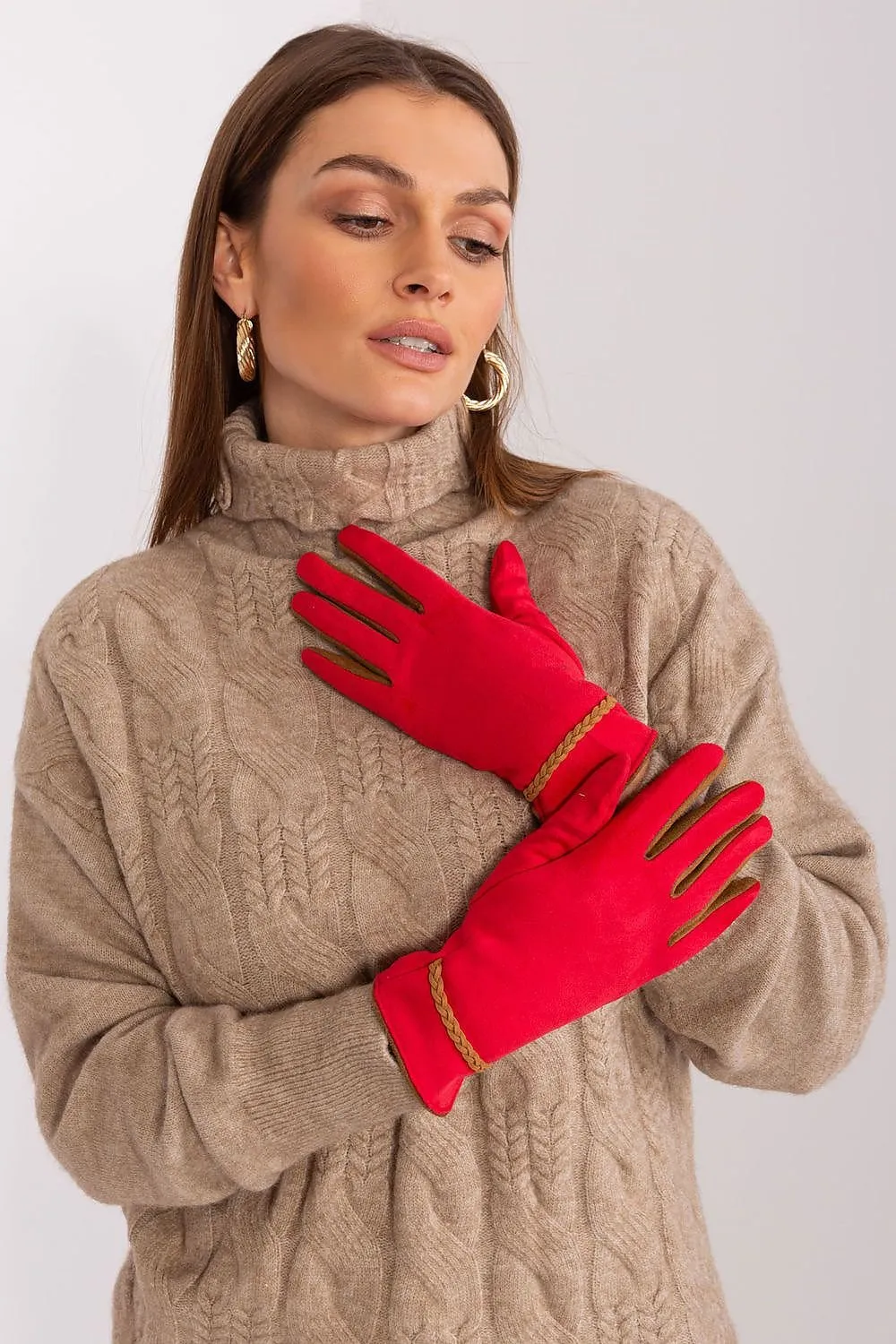 AT Braided Rope Contrast Trim Gloves