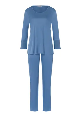 Audrey Silk Blend Long Pajama Set | Dusty Blue 74919-2515