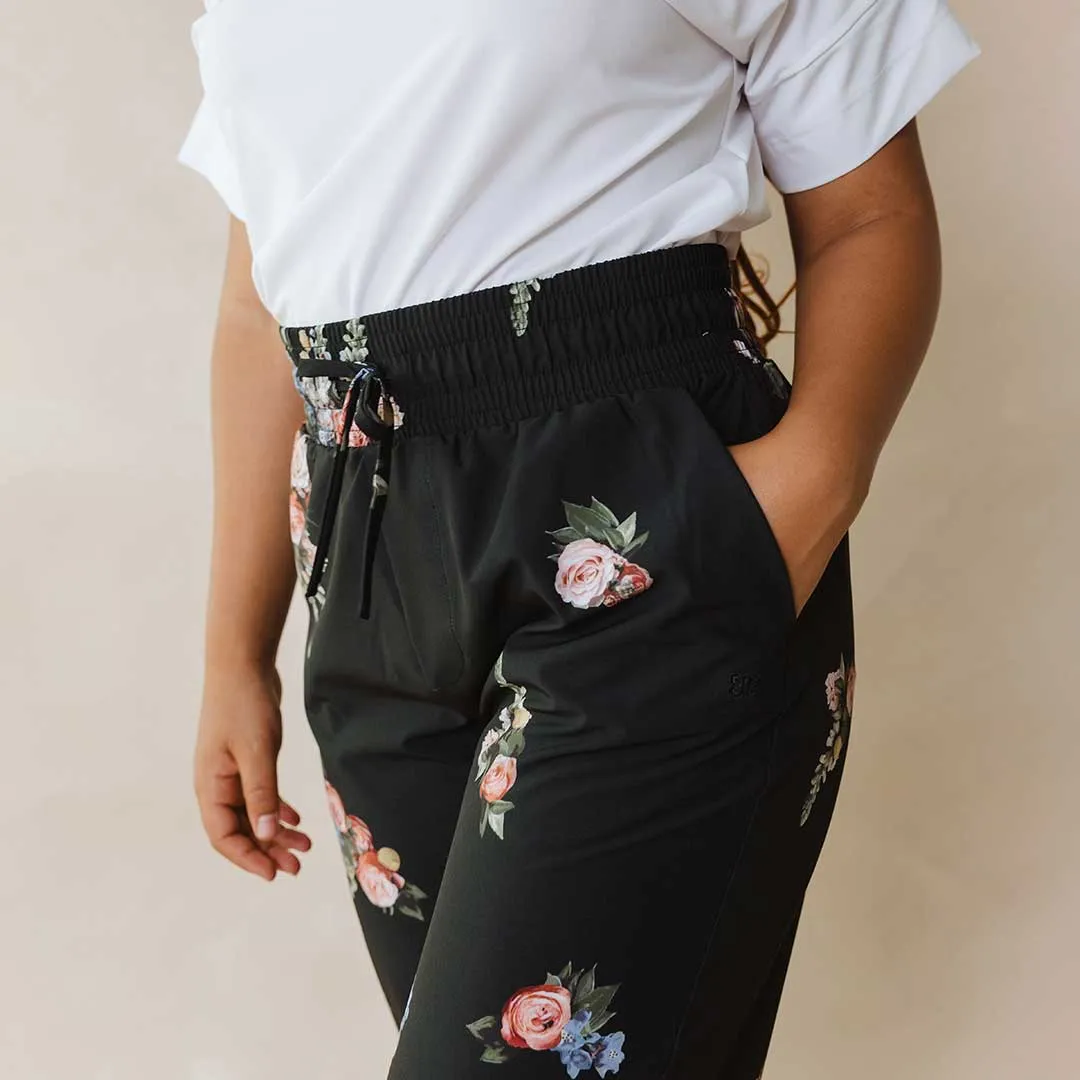 Audrey Wide Leg Pants, Rose Black